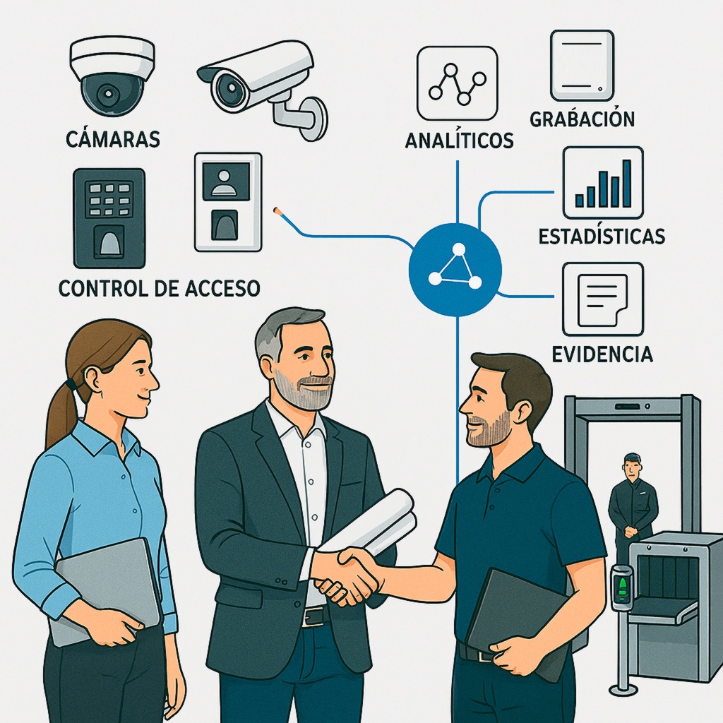 Integración moderna de sistemas de videovigilancia alarmas y seguridad